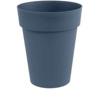 EDA - Pot de Fleur Vase Mi-Haut Toscane Ø 44 cm - 50 L - Intérieur & Extérieur - Zone de rétention d'eau pour Limiter l'Arrosage - Plastique Recyclé - Ø 44 x H.53 cm - Bleu Jean