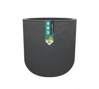 EDA - Pot Rond 40 cm Volcania'Up 32,5 L - Décor Imitation Pierre - Simple Paroi avec Colerette Trompe-l'oeil - Zone de Rétention d'eau pour Limiter l'Arrosage - Ø 38,5 x H.36,8 cm - Gris Anthracite