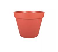 EDA - Pot de Fleur Rond Toscane Ø 40 cm - 23 L - Intérieur & Extérieur - Zone de rétention d'eau pour Limiter l'Arrosage - Plastique Recyclé - Ø 39,5 x H.31 cm - Orange Terre Battue