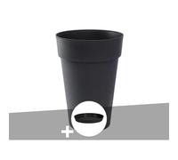 Pot De Fleur Rond Toscane Ø 46 X H.65 Cm Anthracite + Soucoupe - Eda Multicolore