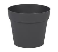 EDA - Pot de Fleur Rond TOSCANE Ø 14 cm - Intérieur & Extérieur - Zone de rétention d'eau pour limiter l'Arrosage - Plastique Recyclé 1,1 L - Ø 13,5 cm x H.11,7 cm - Gris Anthracite