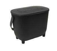 EDA - Poubelle à Compost 10 L avec Filtre à Charbon - Ouverture XXL - Filtre Anti-odeurs - Design Moderne - Gris Anthracite/Noir