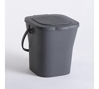 EDA - Seau à Compost 6 L - Mini Poubelle avec Couvercle - Fermeture Hermétique - Compact et Pratique - Gris