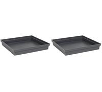 EDA - Soucoupe Carrée Toscane 26,7 cm - pour Pot de Fleur Carré Toscane 32 cm - 26,7 x 26,7 x H.3,8 cm - Gris Anthracite (Lot de 2)