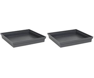EDA - Soucoupe Carrée Toscane 26,7 cm - pour Pot de Fleur Carré Toscane 32 cm - 26,7 x 26,7 x H.3,8 cm - Gris Anthracite (Lot de 2)