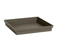 EDA - Soucoupe Carrée TOSCANE 26,7 cm - pour Pot de Fleur Carré Toscane 32 cm - 26,7 x 26,7 x H.3,8 cm - Taupe