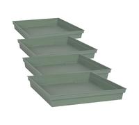 EDA - Soucoupe Carrée Toscane 32,6 cm - pour Pots de Fleur Carrés Toscane réf 13627-13628 - 13635 et 13639-32,6 x 32,6 x H.4,9 cm - Vert Laurier (Lot de 4)