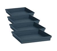 EDA - Soucoupe Carrée Toscane 32,6 cm - pour Pots de Fleur Carrés Toscane réf 13627-13628 - 13635 et 13639-32,6 x 32,6 x H.4,9 cm - Bleu Jean (Lot de 4)