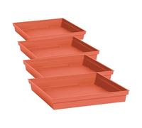 EDA - Soucoupe Carrée Toscane 32,6 cm - pour Pots de Fleur Carrés Toscane réf 13627-13628 - 13635 et 13639-32,6 x 32,6 x H.4,9 cm - Orange Terre Battue (Lot de 4)
