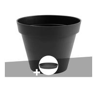 Pot De Fleur Rond Toscane Ø 80 X H.66 Cm Anthracite + Soucoupe - Eda Multicolore