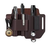 EDC Étui multifonction en cuir avec stylo, lampe de poche, clip porte-clés, couteau en cuir pour homme, étui de rangement multifonction pour un usage quotidien, cadeau et travail