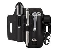EDC Étui multifonction en cuir avec stylo, lampe de poche, clip porte-clés, couteau en cuir pour homme, étui de rangement multifonction pour un usage quotidien, cadeau et travail