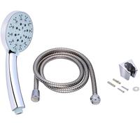 Edco Eindhoven B.V. Ensemble Pomme de Douche, 5 Jets, Tuyau Acier Inoxydable 150 cm, Support Mural Inclus, Chrome, Raccord Universel