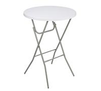 Edco Eindhoven Table Haute Pliante avec Pieds Antidérapants - Table Bistrot avec Capacité de Charge de 50 kg - Table Haute Mange Debout avec Cadre en Acier - Table Debout ⌀ 80 x 110 cm - Blanc