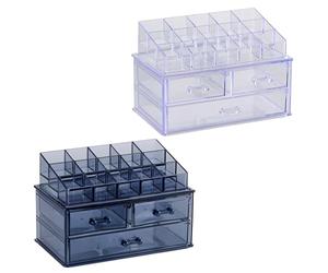 Edco Eindhoven Touch of Beauty Organisateur de Maquillage - Boîte Rangement avec Compartiments - Rangement Skincare et Organisation de la Salle de Bain - 13,5x13x16 cm - Envoi aléatoire Noir ou Blanc