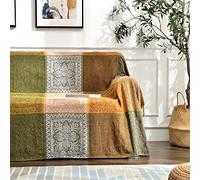 Edcooy Housse de canapé bohème à Pampilles de Style Hippie bohème pour canapé, Chaise, Causeuse, Meuble, lit, Housse avec Franges tribales (Vert, 152,4 x 190,5 cm)