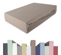 Edda Lux Drap Housse Premium pour Lit à Sommier Tapissier et Matelas jusqu'à 40 cm de Haut, 95% Coton 5% Élasthanne, 90x200, 100x200, 100x220, Caramel