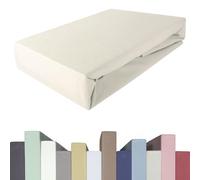 Edda Lux Topper Drap Housse pour Surmatelas de Lit Boxspring à Sommier-Tapissier, 180x200 cm, 95% Coton 5% Élasthanne, Qualité Premium, Jersey, Blanc Naturel