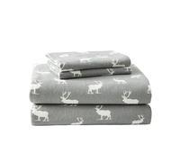 Eddie Bauer - Collection Flanelle - Ensemble de draps de lit en Coton, pré-rétréci et brossé pour Plus de Douceur - Confortables et douillets - pour très Grand lit - Elk Grove