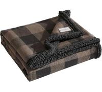Eddie Bauer Couverture réversible en Sherpa pour décoration d'intérieur pour Toutes Les Saisons, Marron/Noir
