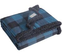 Eddie Bauer Couverture réversible Super Douce en Sherpa et Polaire brossée, pour la détente - Bleu, Motif écossais
