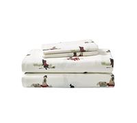 Eddie Bauer - Draps pour Grand lit, Ensemble de literie en Flanelle de Coton, brossé pour Plus de Douceur, décoration d'intérieur Confortable (Retriever Adventures, Grand lit)