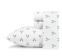 Eddie Bauer - Draps pour lit Double, Parure de lit en Percale de Coton, décoration d'intérieur Nette et fraîche (Eddies Oar Blue, lit Double)