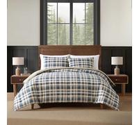 Eddie Bauer Home | Collection Port Gamble | Housse de Couette à Carreaux 100% Coton Doux et Confortable de qualité supérieure, taie d'oreiller Assortie, Lavable en Machine, lit jumeau, Bleu