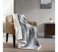 Eddie Bauer - Jeté de lit, literie réversible en Polaire Sherpa, Super Douce, idéal comme Cadeau de Noël et d'éléphant Blanc, Couverture à Carreaux Confortable pour canapé (San Juan Gris)