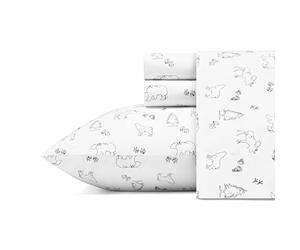 Eddie Bauer Lot de 4 draps Queen Size en Percale de Coton, décoration de Maison croustillante et fraîche (Pistes d'animaux, Queen)