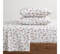 Eddie Bauer Parure de lit 4 pièces, en Flanelle de Coton, brossée pour Plus de Douceur, décoration d'intérieur Confortable (Orange Fox Trail, très Grand lit)