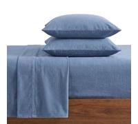 Eddie Bauer - Parure de lit en Flanelle de Coton brossée pour Plus de Douceur avec taie d'oreiller Assortie, Essentiels pour dortoir, certifiée Oeko-Tex (Bleu)
