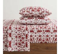Eddie Bauer Parure de lit en flanelle de coton, brossée pour plus de douceur, décoration d'intérieur confortable (rouge arcadia, très grand lit)