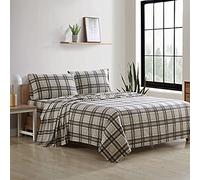 Eddie Bauer Parure de lit en Flanelle de Coton Chaude et Respirante avec Poches Profondes, brossée pour Plus de Douceur, décoration d'intérieur Confortable, certifiée Oeko-Tex, Motif écossais