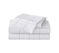 Eddie Bauer Parure de lit en Percale de Coton - Croustillante et fraîche - Décoration d'intérieur élégante - pour lit jumeau, Motif écossais Nordique Gris/Blanc