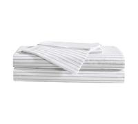 Eddie Bauer - Parure de lit, literie Luxueuse en Percale de Coton avec taies d'oreiller Assorties, Gracieuse et fraîche, entièrement élastique (Gris à Rayures Arden, Grand lit)