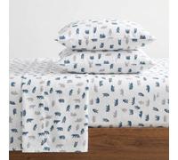 Eddie Bauer - Parure de lit Queen Size en Flanelle de Coton, brossée pour Plus de Douceur, décoration d'intérieur Confortable (Ours Montagne, Gris, Grand lit)