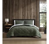 Eddie Bauer Parure de lit réversible en microsuède avec taie d'oreiller Assortie, décoration d'intérieur Super Douce, certifiée Oeko-Tex, Motif écossais Big Lake Vert, lit Double/Grand lit