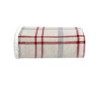Eddie Bauer Parure de lit réversible en Polaire Sherpa, décoration d'intérieur pour Toutes Les Saisons, Polyester, Rouge/Gris/Ivoire, Couvre-lit