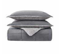 Eddie Bauer | Parure de lit Ultra Douce et Confortable, literie réversible en Sherpa avec taies d'oreiller Assorties, 100% Polaire Polyester, Gris, Grand lit