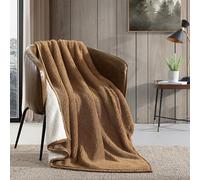 Eddie Bauer - Plaid en Peluche Ultra Douce Sherpa pour décoration d'intérieur, literie réversible Toutes Saisons (Marron uni/Ivoire, 50 x 60 cm)