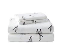 Eddie Bauer Rookeries Parure de lit en Flanelle de Coton, brossée pour Plus de Douceur - Décoration d'intérieur Confortable - Noir/Blanc - Lit Double