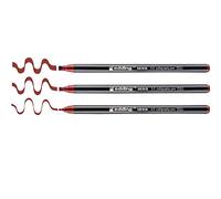 Edding 1255 feutre calligraphie - carmin - 3 stylos - pointe calligraphique 2-5 mm - feutre pour papier, bois, terre cuite, toile - pour débutants, lettrage, bullet journals, cartes de vœux,agendas