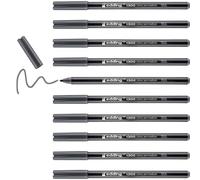 edding 1300 feutre de coloriage fin pointe moyenne - gris - 10 stylos - pointe ronde 2 mm - pour dessiner et écrire - pour l'école, les mandalas, le doodling, les bullet journals