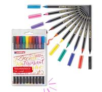 edding Feutres pointe pinceau 1340 – pointe flexible, colorées et lumineuses – étui de 10