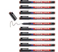 edding 140 S Feutre permanent - bleu - 10 stylos - pointe ronde 0,3 mm - stylo pour écrire sur du verre, du plastique, des films et surfaces lisses - à séchage rapide, résistant aux taches et étanche