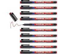 edding 140 S Feutre permanent - marron - 10 stylos - pointe ronde,3mm - stylo pour écrire sur du verre, du plastique, des films et surfaces lisses - à séchage rapide, résistant aux taches et étanche