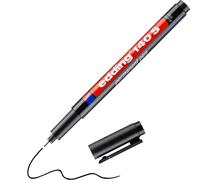 edding 140 S feutre permanent - noir - 1 stylo - pointe ronde,3 mm - stylo pour écrire sur du verre, du plastique, des films et surfaces lisses - à séchage rapide, résistant aux taches et étanche