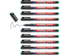 edding 140 S Feutre permanent - vert - 10 stylos - pointe ronde 0,3 mm - stylo pour écrire sur du verre, du plastique, des films et surfaces lisses - à séchage rapide, résistant aux taches et étanche