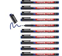 edding 142 M Feutre permanent - bleu - 10 stylos - pointe ronde 1 mm - stylo pour écrire sur du verre, du plastique, des films et surfaces lisses -, à séchage rapide, résistant aux taches et étanche